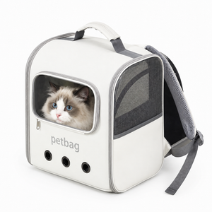 Expandable cat backpack carrier with transparent viewing window