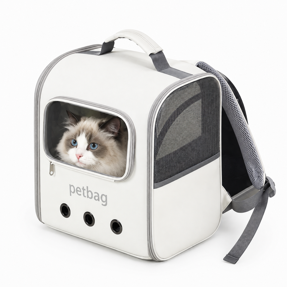 Expandable cat backpack carrier with transparent viewing window