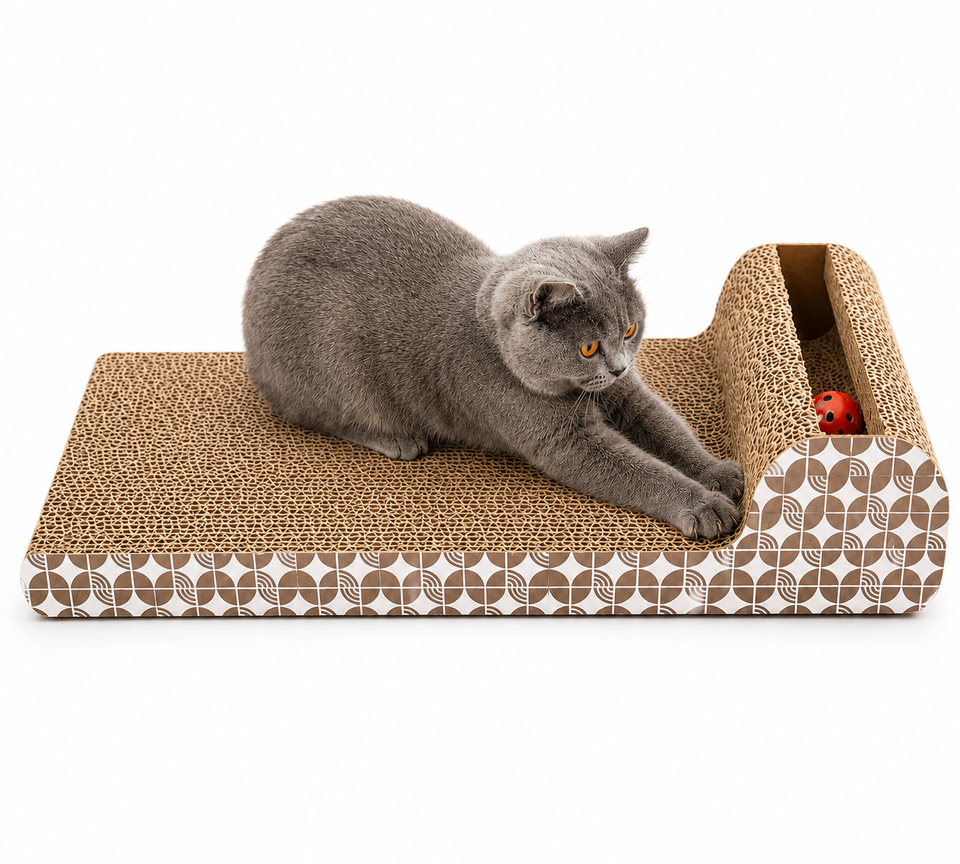 Circular corrugated cardboard cat scratching board, vertical design
