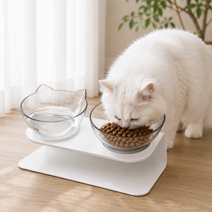 Kitten feeding bowl with cervical support, single and double options
