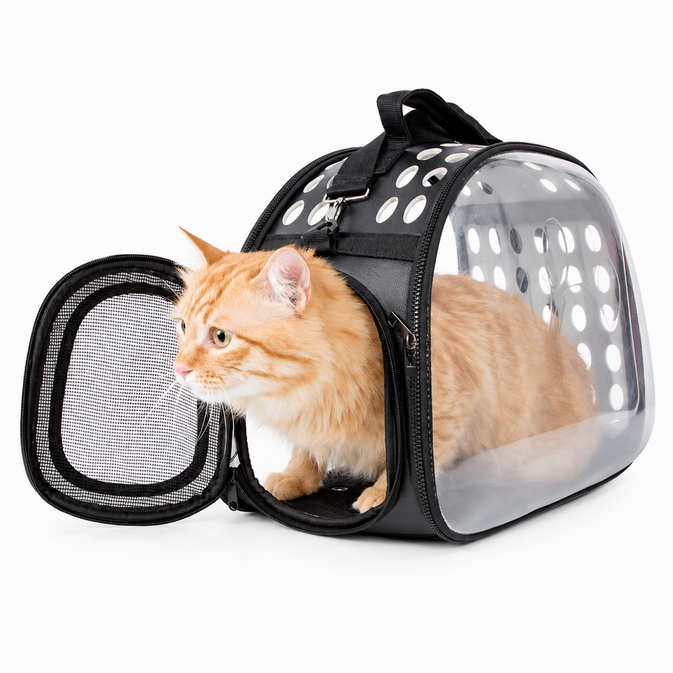 Portable breathable cat backpack with transparent window and vents